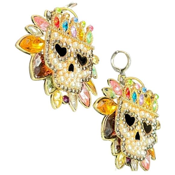 HANDCRAFTED Artisan Sparkly Call the Witch Doctor Earrings - Picture 2 of 6